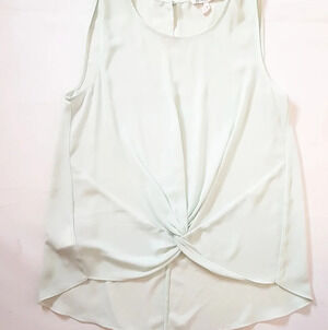 BCBG Formal Front Twist sleeveless  top Sz S Crepe fabric Pastel Coastal